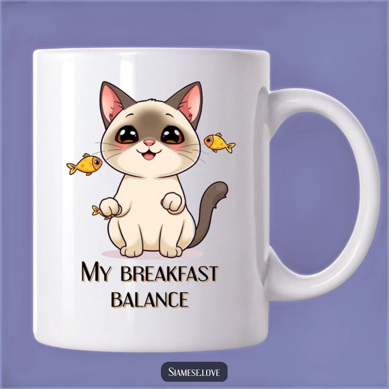 Funny Cheerful Siamese Cat Fish Mug - Juggling Fun Gift Idea