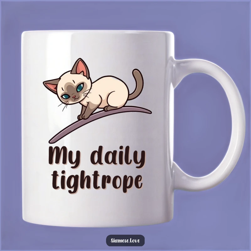 Funny Siamese Cat Balance Mug: Elegant Precision Gift for Cat Lovers