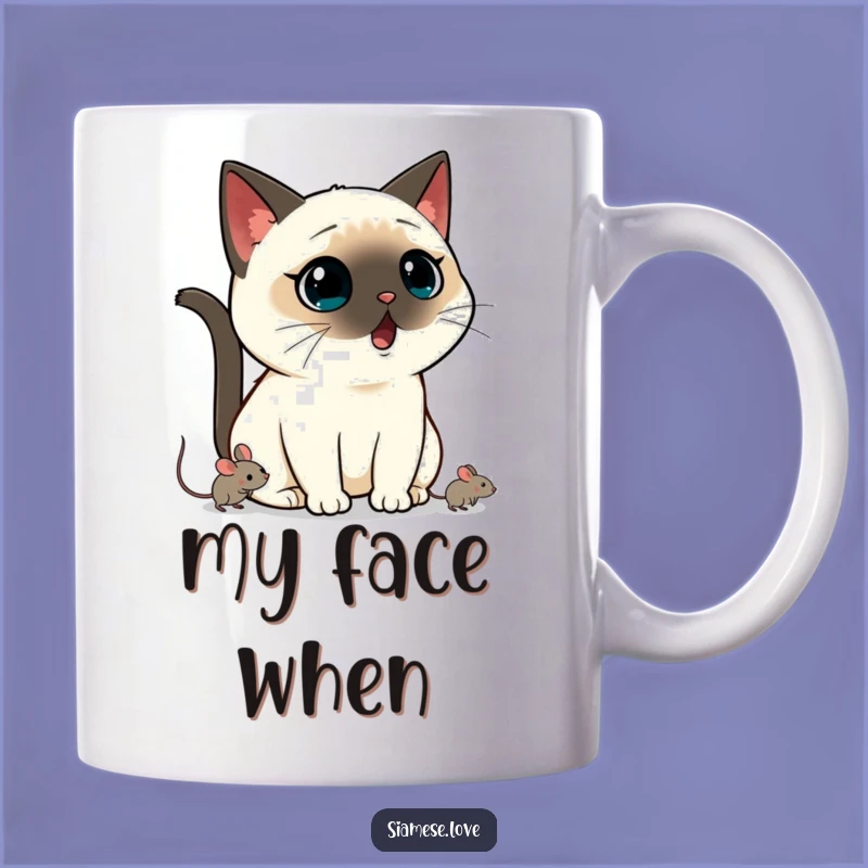 Funny Kawaii Siamese Cat Mug: Shocked Pet Owner Gift for Cat Lovers