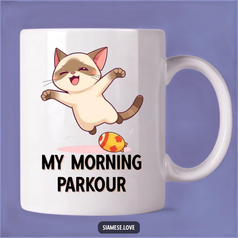 Funny Kawaii Siamese Cat Leaping Mug - Perfect Graceful Gift for Cat Lovers