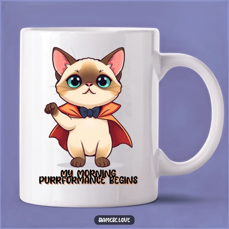 Funny Theatrical Siamese Cat Cape Pose Mug - Perfect Gift for Cat Lovers