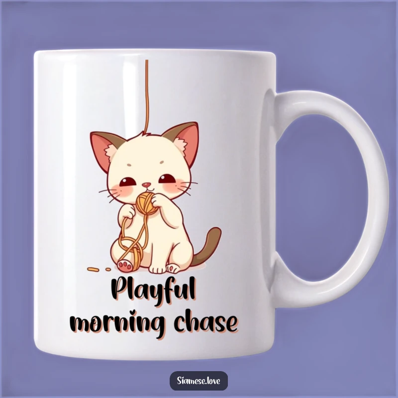 Funny Siamese Cat Yarn Mug: Playful Kitten Fun, Perfect Funny Gift