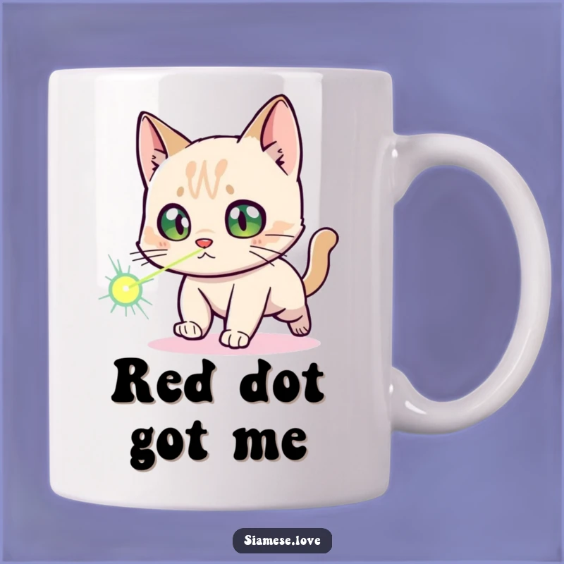 Funny Siamese Cat Laser Dot Mug: A Startled Feline's Hilarious Chase Gift