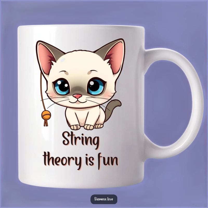 Funny Siamese Cat Mug: Kawaii Playfulness Batting at String