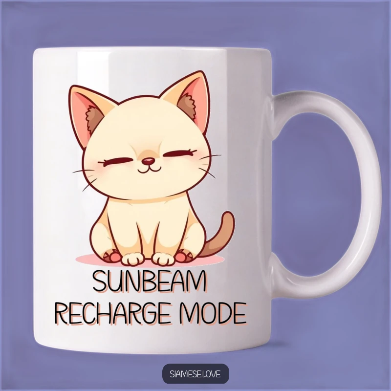 Funny Kawaii Siamese Cat Sleepy Sunbeam Mug - Hilarious Gift for Relaxed Cat Lovers