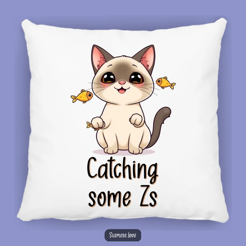 Funny Siamese Cat Fish Pillow - Cozy Juggling Decor, Hilarious Gift