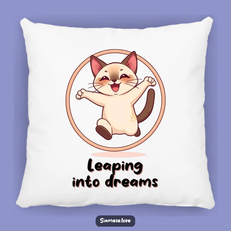 Comfy Funny Cat Pillow - Cheerful Siamese Leap, Soft & Joyful Funny Gift