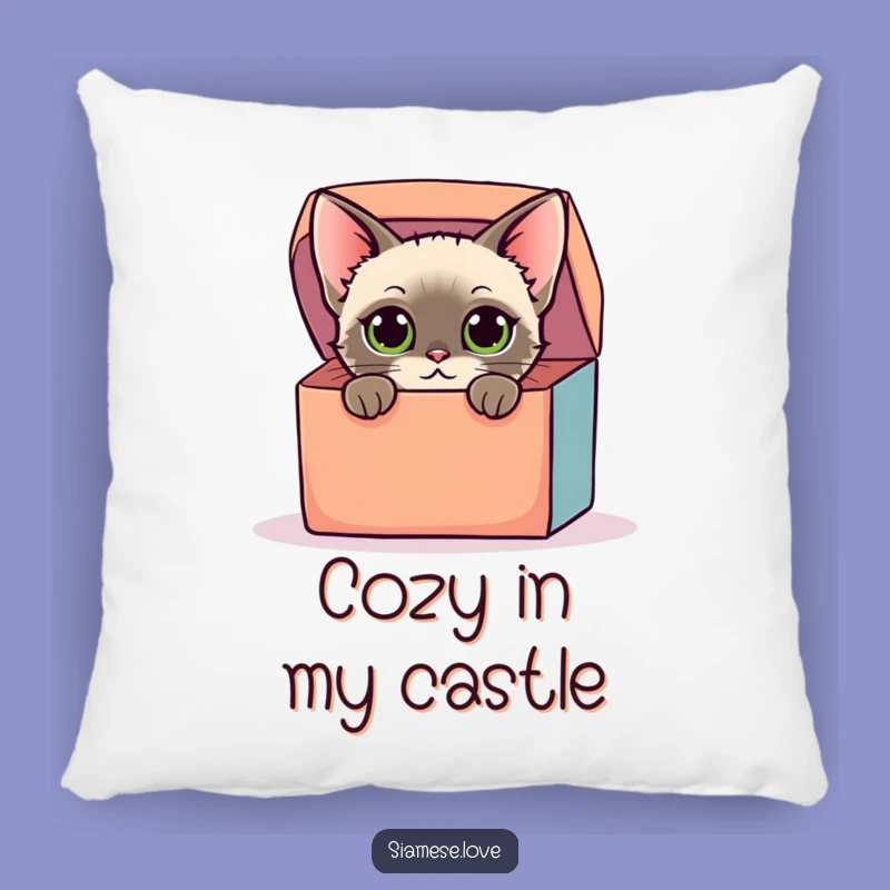 Cozy Funny Siamese Cat Box Pillow: Plush Curiosity for Your Home