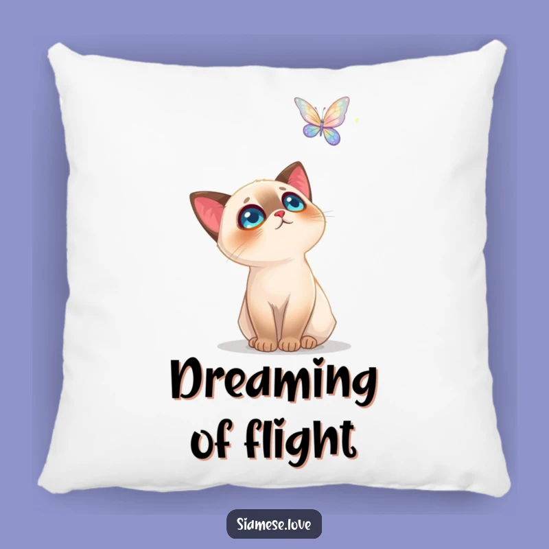 Funny Siamese Cat Pillow: Cuddle Up with Butterfly Magic - Cozy Gift