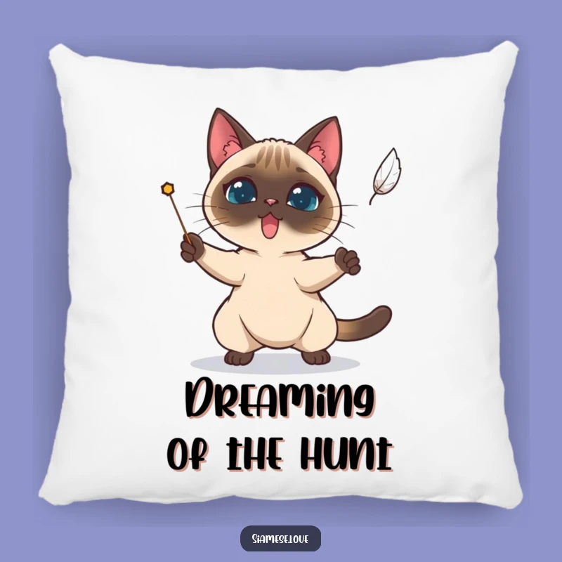 Funny Siamese Cat Feather Pillow - Cozy Accent & Determined Cat Gift!