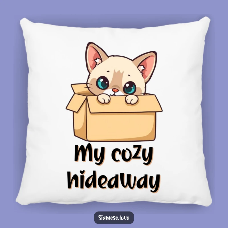 Funny Siamese Cat Box Pillow - Cozy Curious Decor, Hilarious Gift