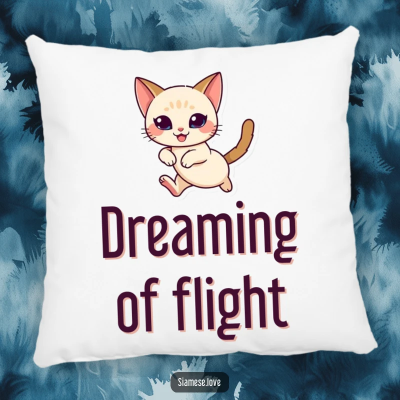 Funny Siamese Cat Pillow: A plush pillow featuring a graceful Siamese cat in a joyful mid-leap.