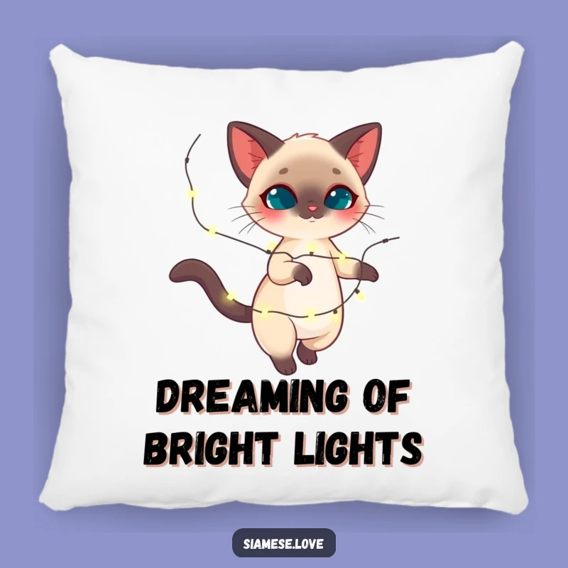 Funny Siamese Cat Twirling Lights Pillow - Cozy Festive Feline Decor Gift!