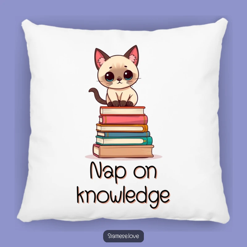 Funny Kawaii Siamese Cat Books Pillow: Cozy Comfort for Readers