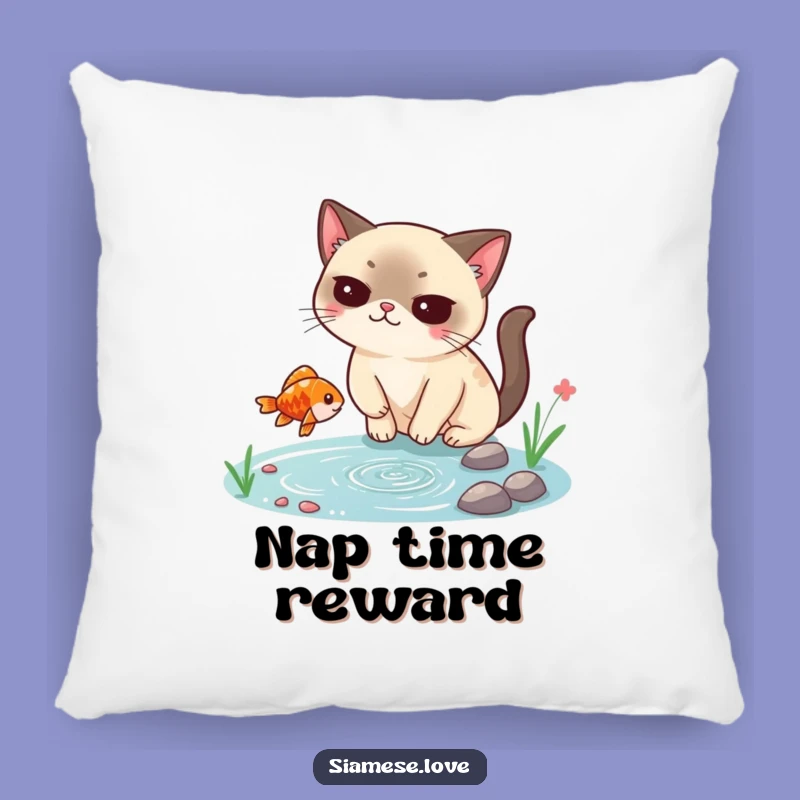 Funny Siamese Cat Pillow: Smug Fish Catcher Comfort, Cozy Cat Lover Decor