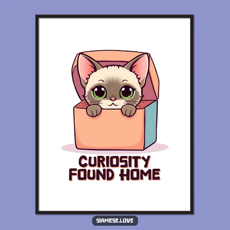 Funny Siamese Cat Box Digital Art: Instant Curiosity for Your Walls