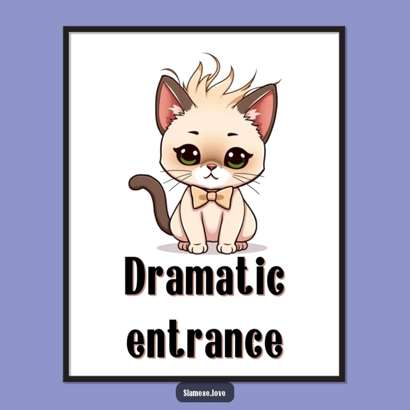 Funny Siamese Cat Digital Art - Dramatic Flip Print - Instant Glam Decor