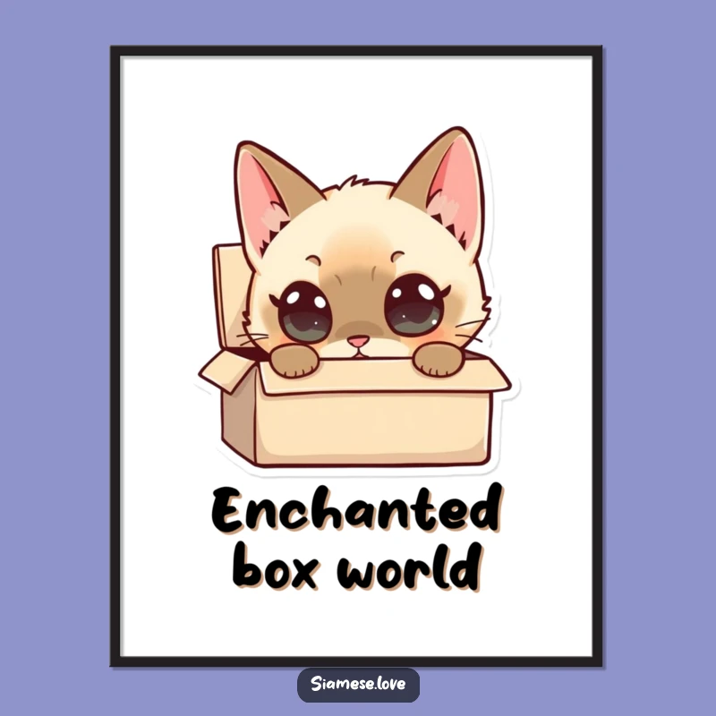 Funny Siamese Cat Box Curiosity Digital Art: Instant Intrigue for Walls