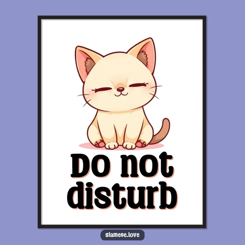 Funny Kawaii Siamese Cat Digital Art - Hilarious Printable for Cozy Decor