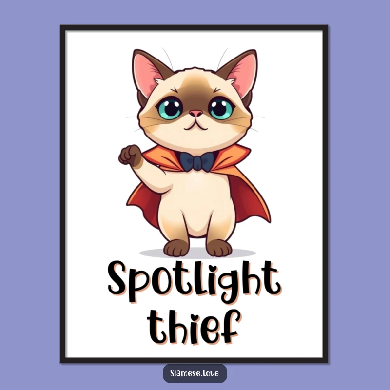 Funny Siamese Cat Cape Digital Print - Theatrical Art, Instant Gift