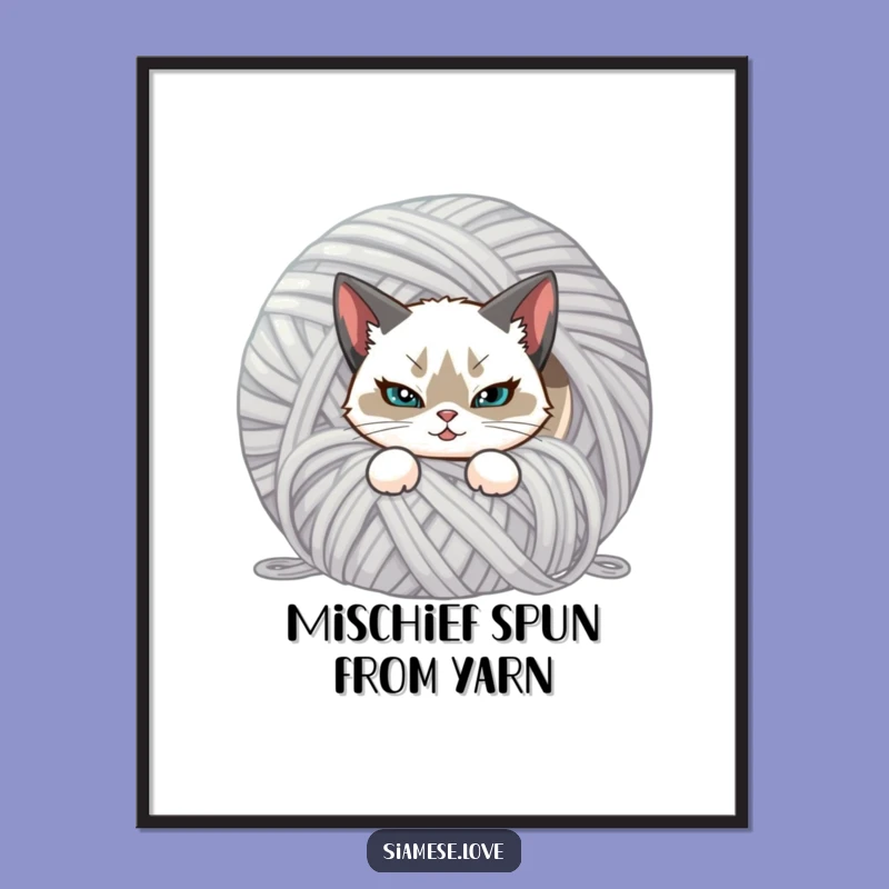 Funny Siamese Cat Digital Art Print: Instant Mischievous Decor