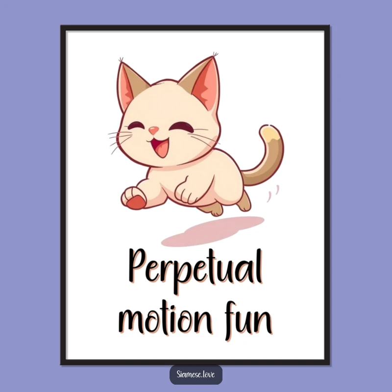 Funny Siamese Cat Digital Art: Tail Chasing Blur - A Hilarious Gift!