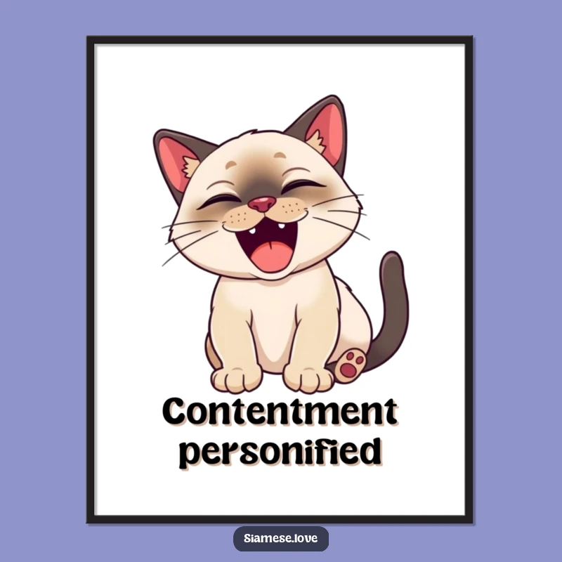 Funny Siamese Cat Yawn Digital Art - Happy Cat Wall Decor!