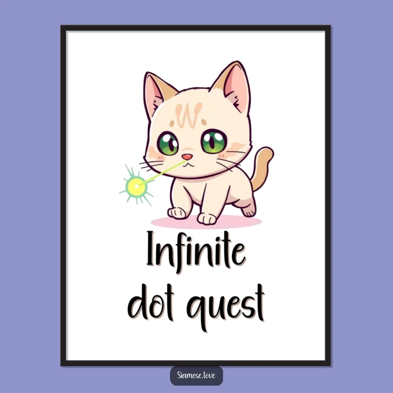 Funny Siamese Cat Laser Dot Digital Art: Instant Humor for Your Walls
