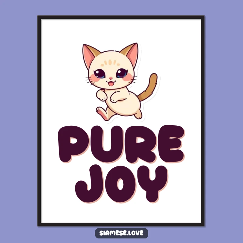 Funny Siamese Cat Leap Digital Print: Instant Graceful Wall Art