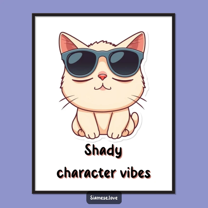 Funny Siamese Cat Sunglasses Digital Art - Cool Cat Wall Decor!
