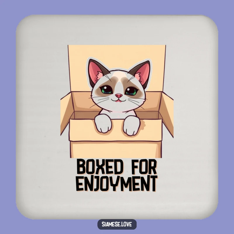 Funny Kawaii Siamese Cat Box Coaster - Playful Protection & Gift