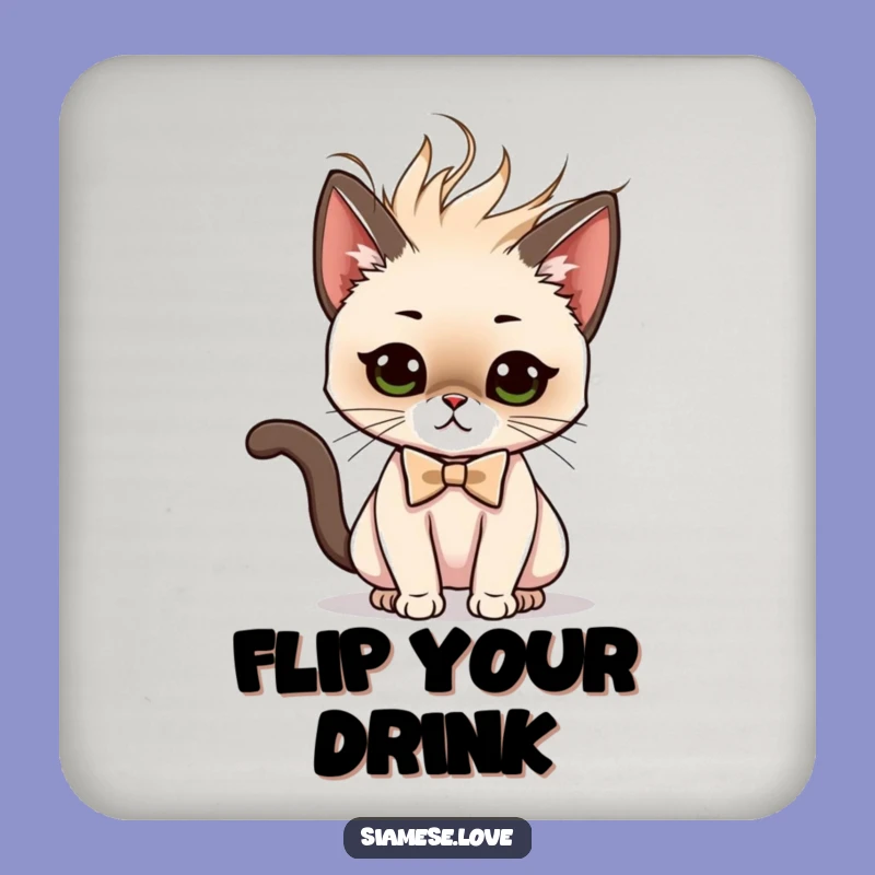 Funny Siamese Cat Coaster - Diva Protection - Stylish Drink Accent