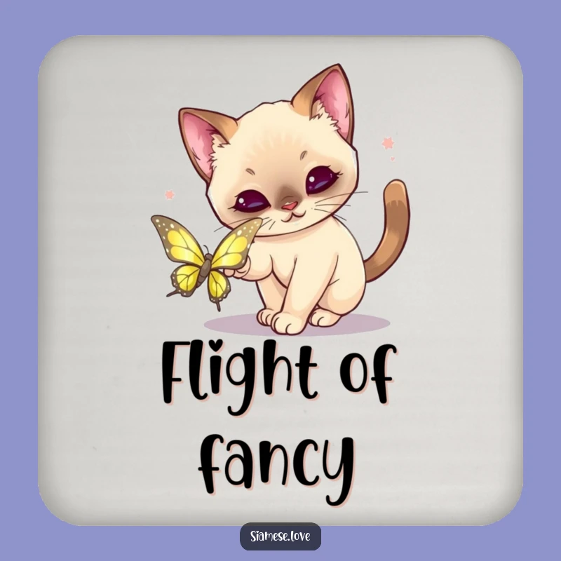Funny Kawaii Siamese Cat Butterfly Coaster Set: Protect Surfaces, Hilarious Funny Gift