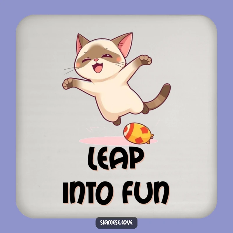 Funny Kawaii Siamese Cat Leap Coaster - Playful Protection & Gift