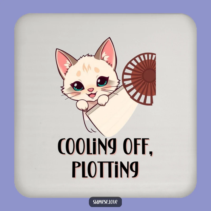 Funny Siamese Cat Fan Hideout Coaster - Mischievous Feline Drink Gift!