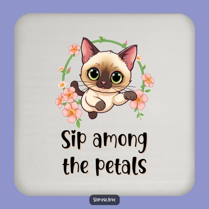 Funny Siamese Cat Flower Coaster - Elegant Table Protector Gift