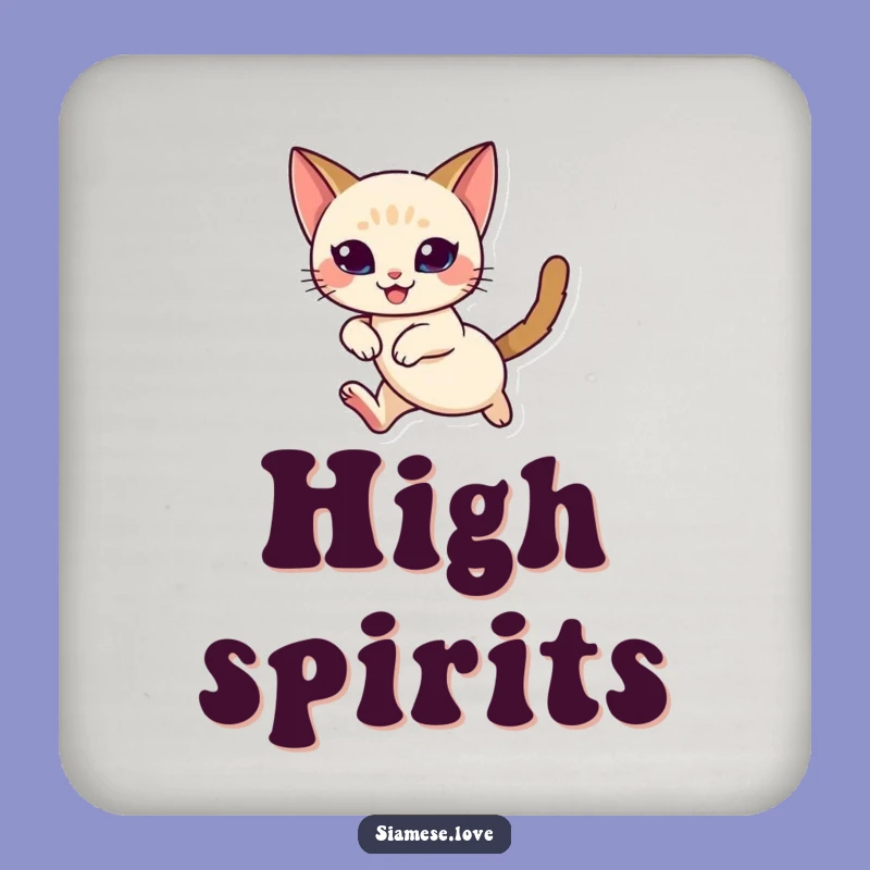 Funny Siamese Cat Leap Coasters: Protect Tables with Elegant Feline Art
