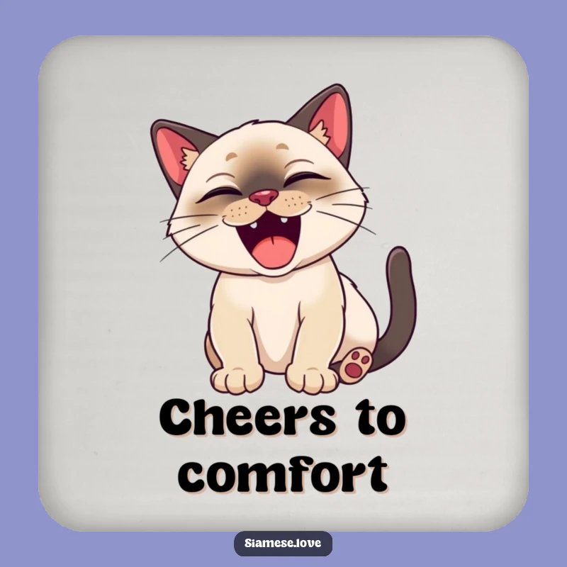 Funny Siamese Cat Yawn Coaster - Protect Surfaces with Happy Style!