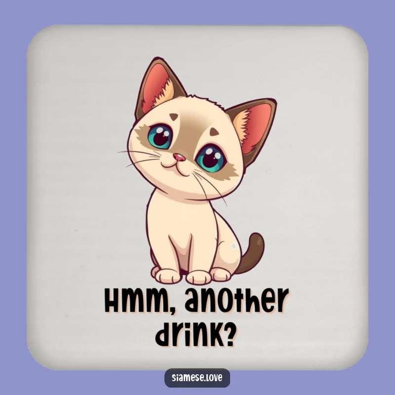 Funny Cat Head Tilt Coaster - Kawaii Siamese Drink Protector, Small Gift!