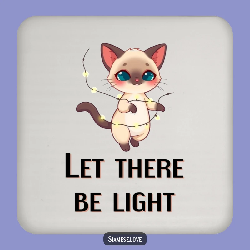 Funny Siamese Cat Twirling Lights Coaster - Festive Feline Drink Gift!