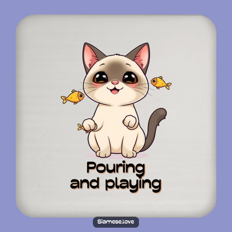 Funny Siamese Cat Fish Coaster - Juggling Decor, Funny Gift