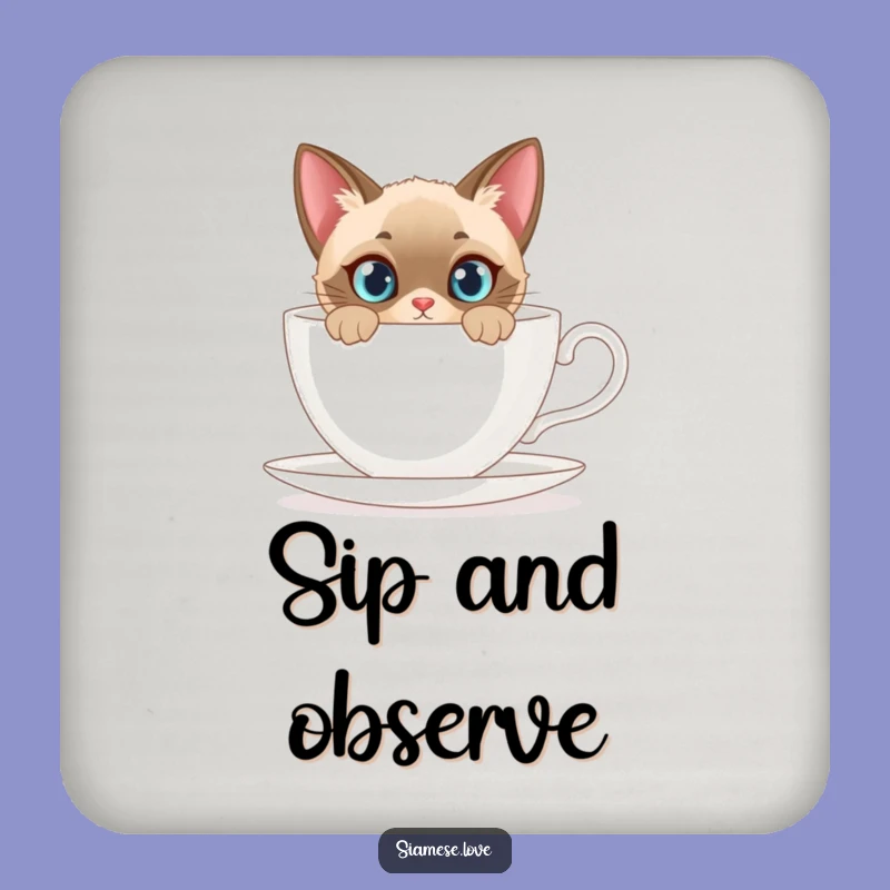 Funny Siamese Cat Coaster Set: Protect Surfaces with Feline Curiosity