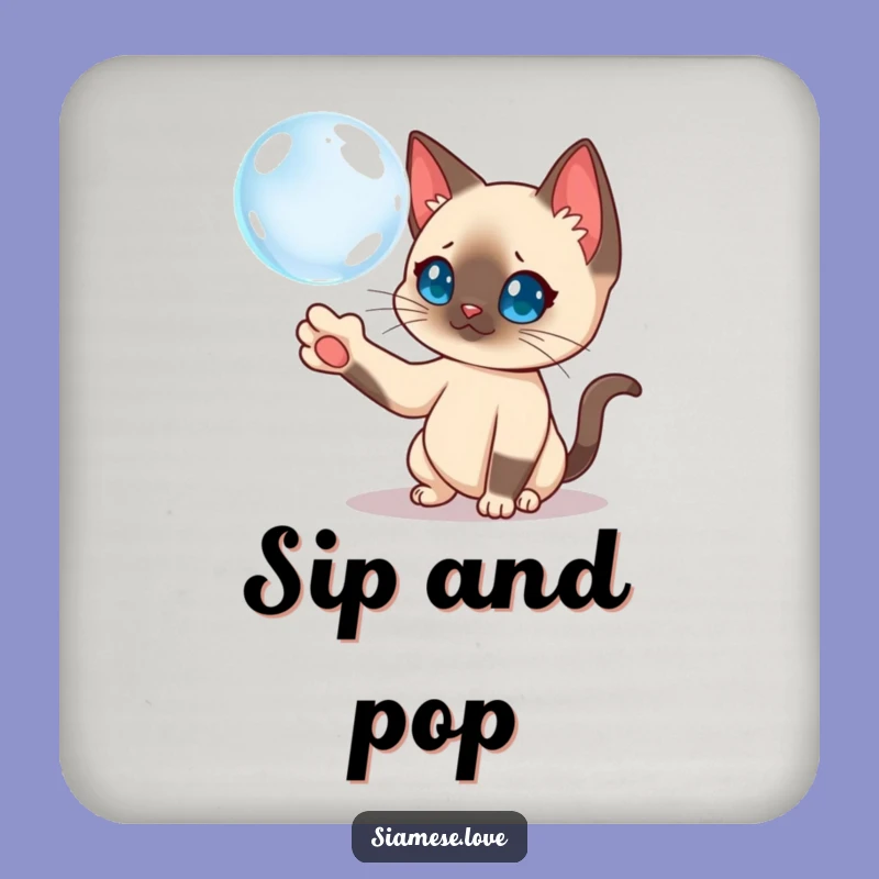 Funny Siamese Cat Bubble Coaster - Protect Surfaces with Playful Feline!