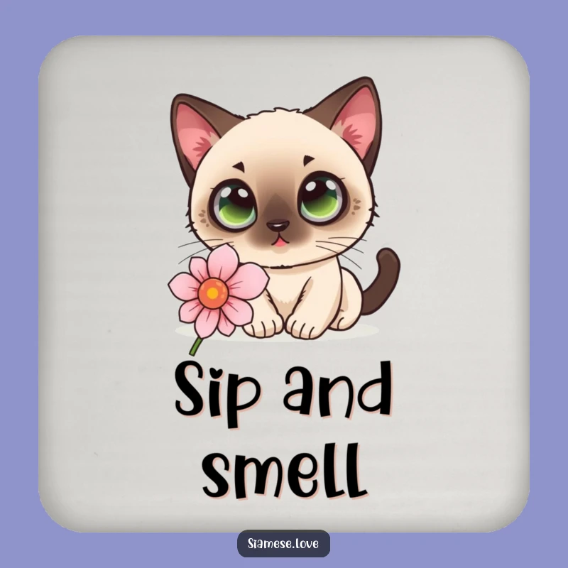 Funny Cat Flower Coaster - Kawaii Siamese Drink Protector, Small Gift!