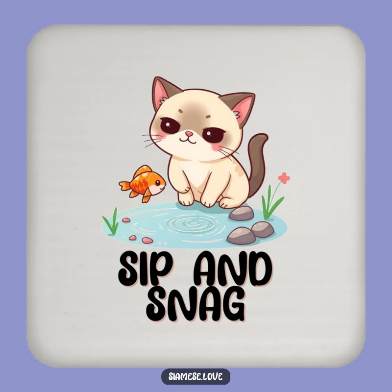 Funny Siamese Cat Coaster: Smug Fish Catcher Protection, Party Gift