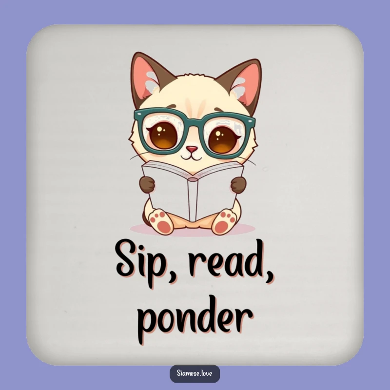 Funny Siamese Cat Coaster - Upside Down Reader Table Protection