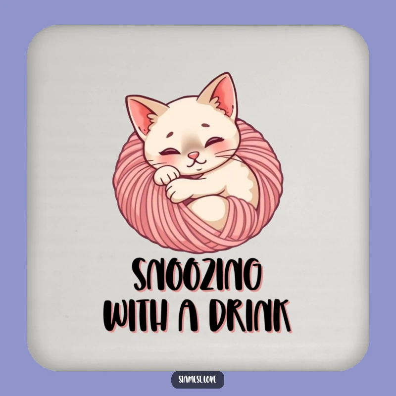 Funny Content Siamese Cat Yarn Ball Coaster - Cozy Drink Protection!
