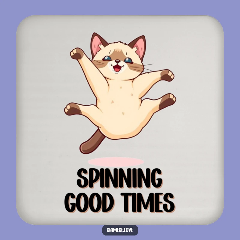 Funny Kawaii Siamese Cat Somersault Coaster: Sip with Dynamic Style