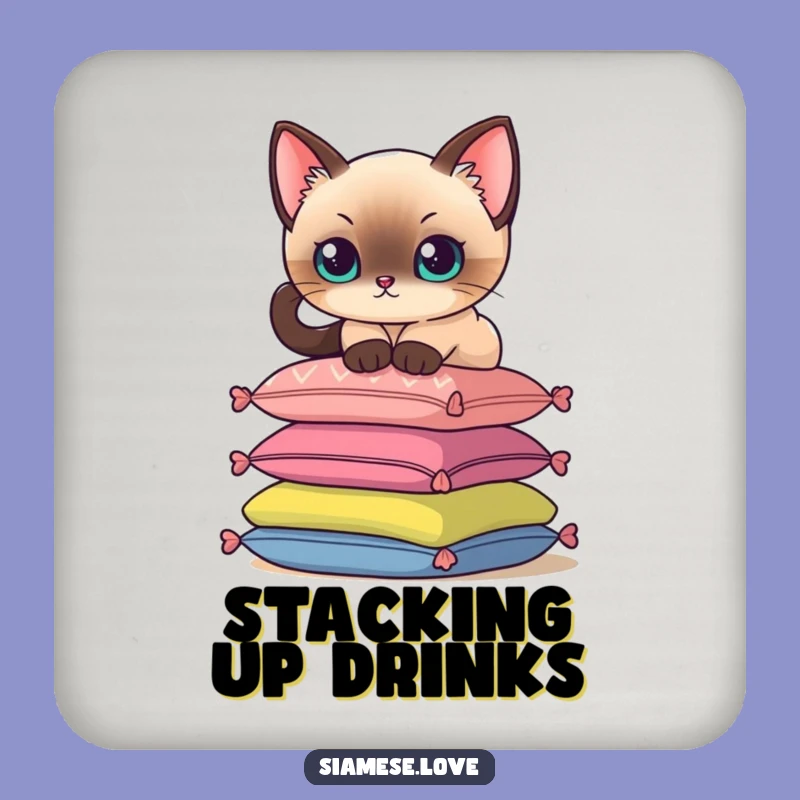 Funny Siamese Cat Coaster Set: Protect Surfaces with Feline Elegance