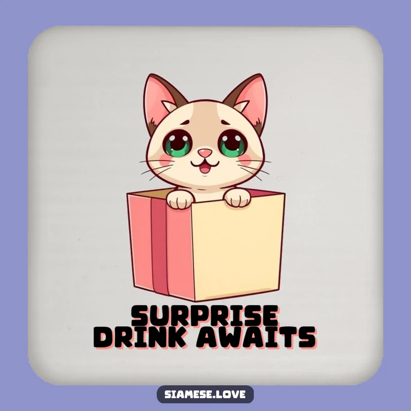 Funny Surprise Siamese Cat Coaster: Protect Surfaces With Charm